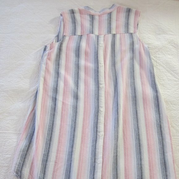 Cloth & Stone Dress M Stripe Button Down Raw Edge Hem - Picture 8 of 11